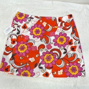 Orange and Red A-Line Mini Skirt Casual
